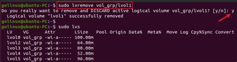 lvremove command in Linux